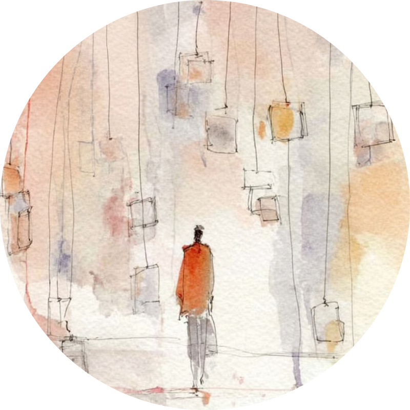 homme seul marchant vers l'horizon