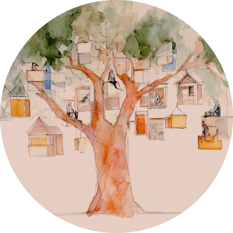 arbre avec de nombreux perchoirs