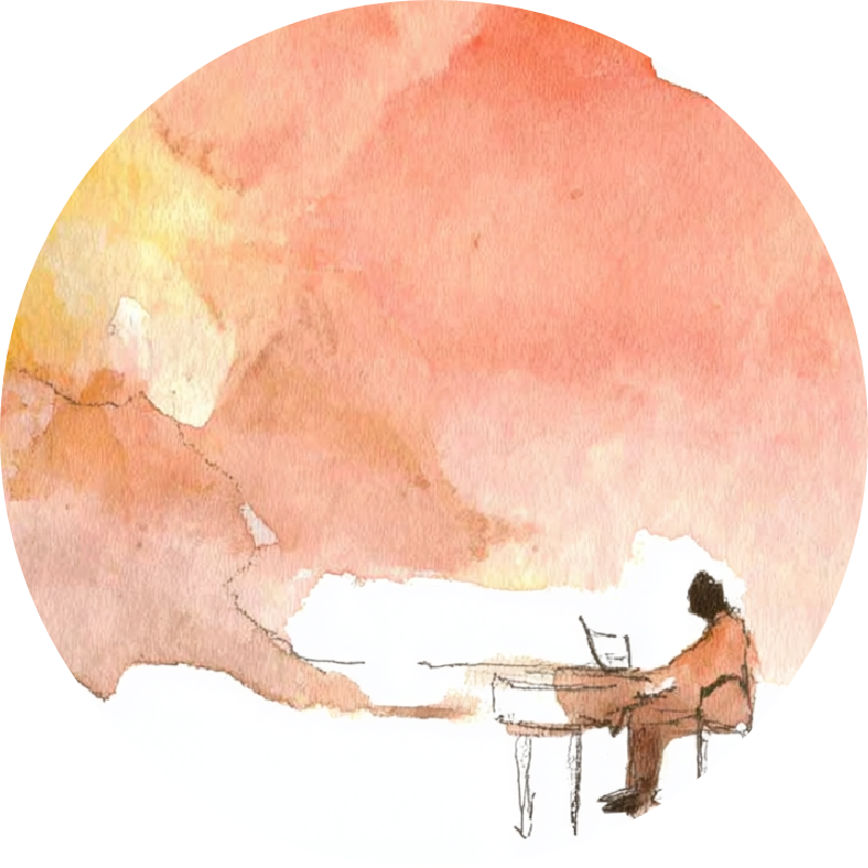 personne assis table visio consultation